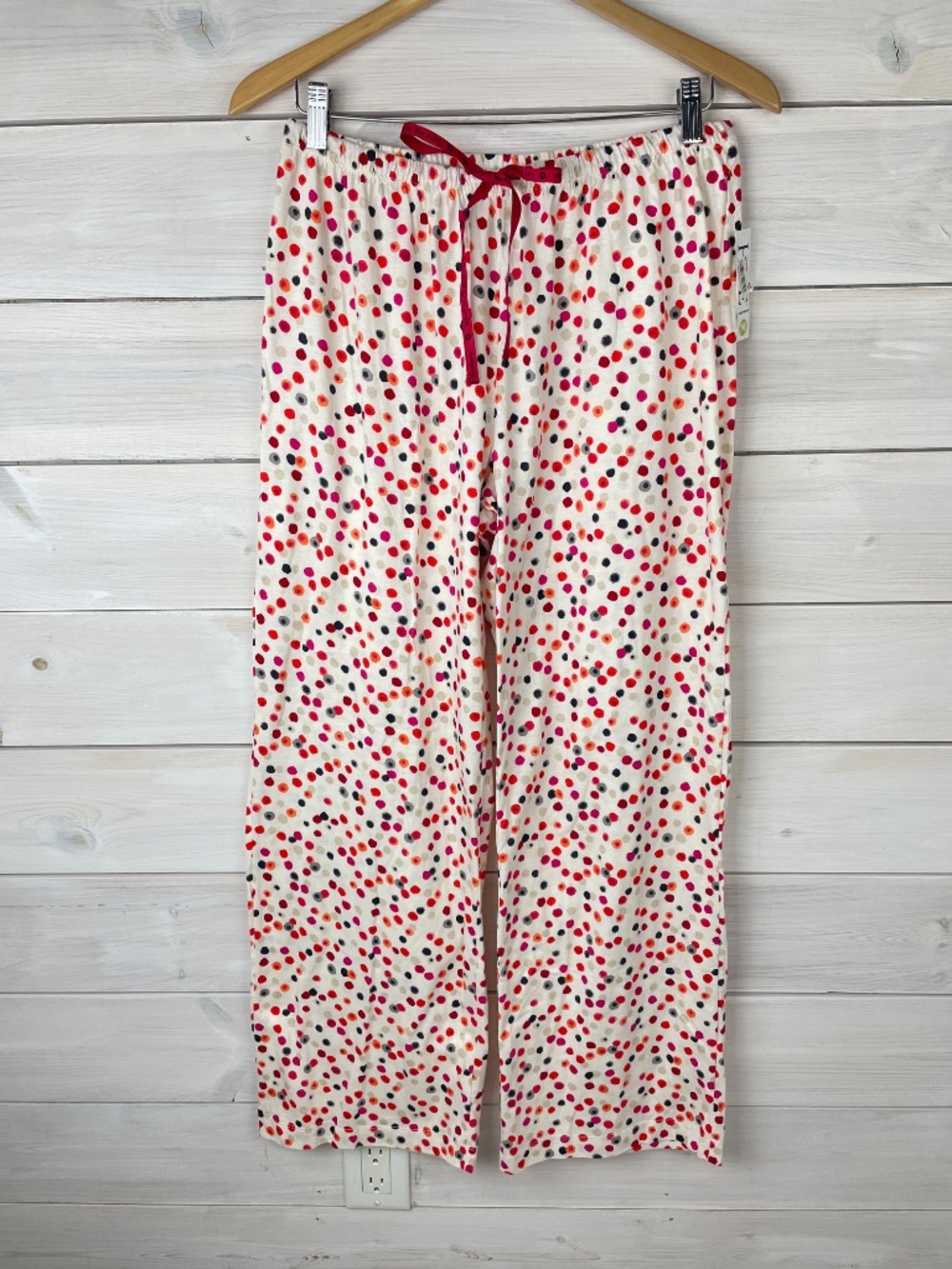 HUE White Red Polka Dot Pajama Pants Womens Size Medium NWT $38